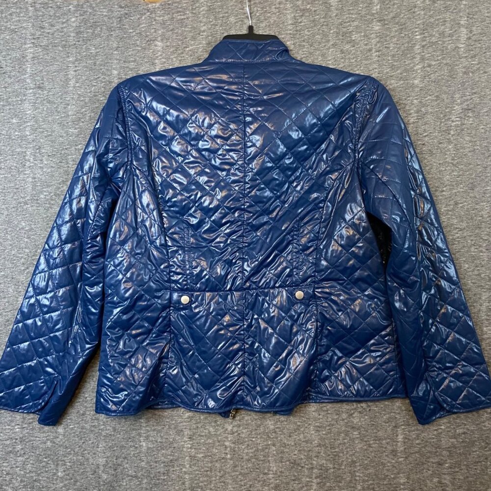 Chico's Blue Quilted Zip Up Jacket Womens Size 2 (Size Large) Lightweight Soft - Picture 5 of 6